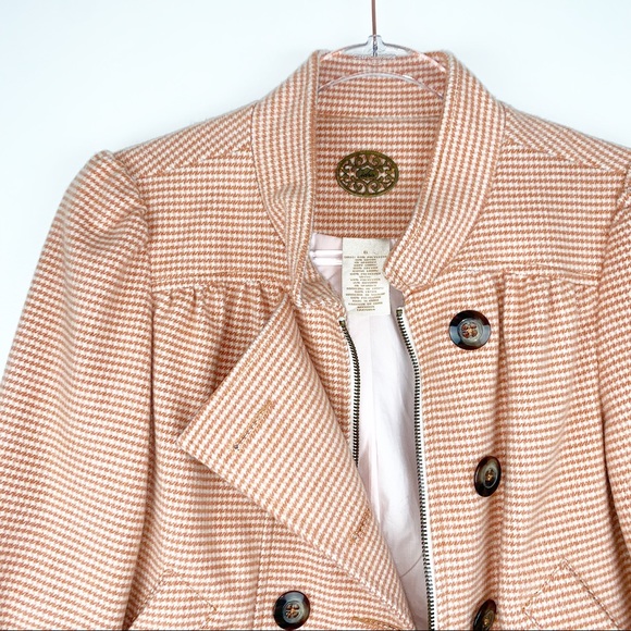 Anthropologie Idra Houndstooth Cropped Peacoat Jacket Sz 6 - Picture 5 of 12